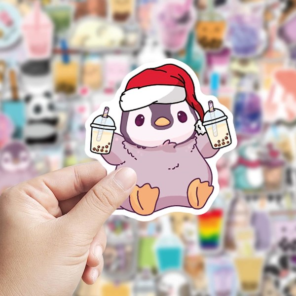 Boba-klistremerker 105PCS Kawaii Bubble Tea-klistremerker, drikkeklistremerker, vinyl søte te-klistremerker gaver, Asthetic-klistremerker, vann