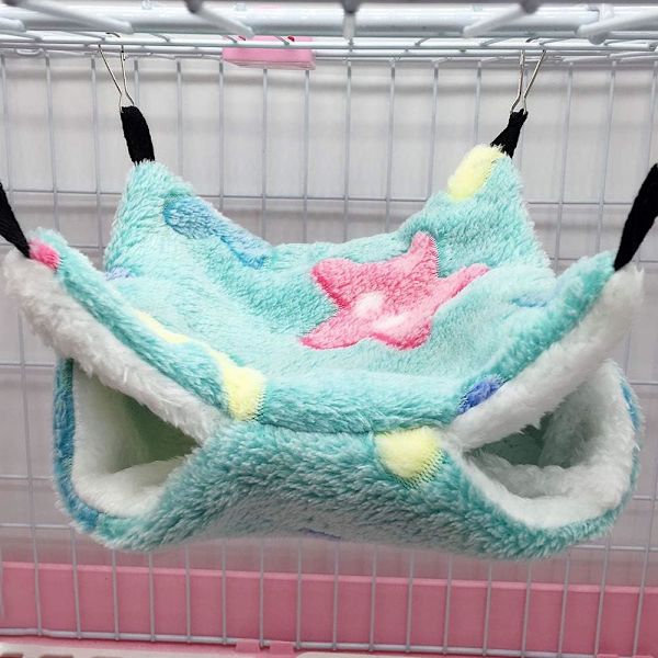 Liten kjæledyr hengekøye bur rede koselig hengekøye henge seng køyeseng vår hamster, ilder, papegøye, marsvin (grønn 1，34 * 34cm)