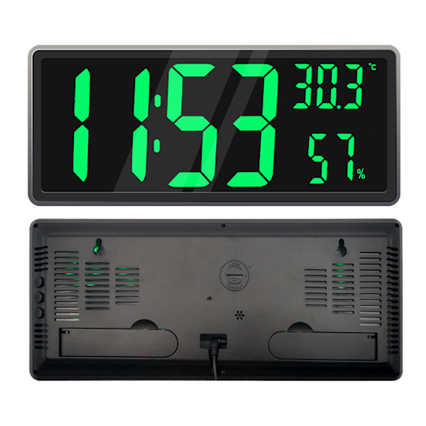 Stor digital väggklocka med digital display grön