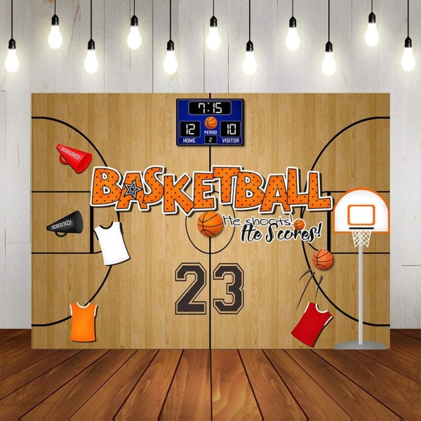 7x5ft Basketball Tema Fotografi Bakgrunner Basketball Sports Gutt Barn 23 Nummer Barn Studio Booth Props Dekor Banner Vinyl