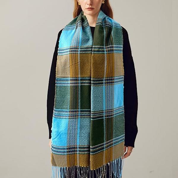 Damhalsduk Klassisk Tofsrutig Supermjuk Klassisk Kashmirkänsla Höst Vinter Halsdukar Tartan Varm Chunky Wrap Sjal