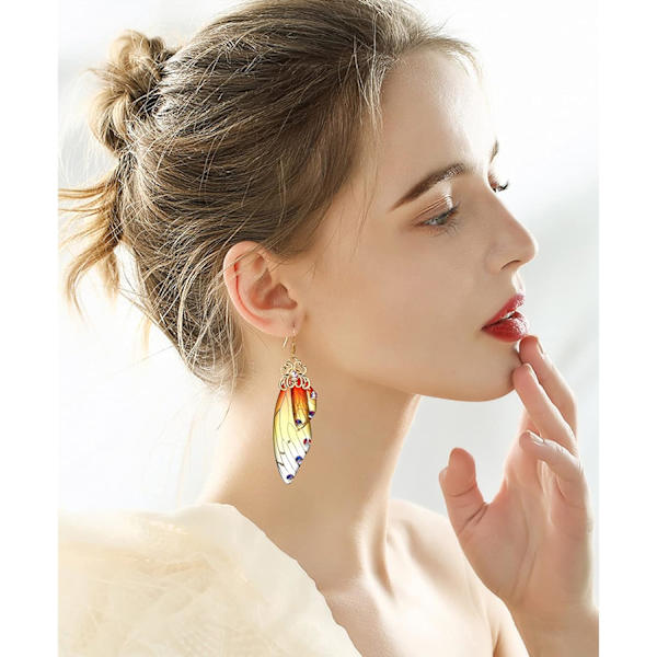 Heyone Sommerfuglevinge Drop Dangle Øreringe Guldbelagt Krystal Rhinestone til kvinder piger bryllup Smykker