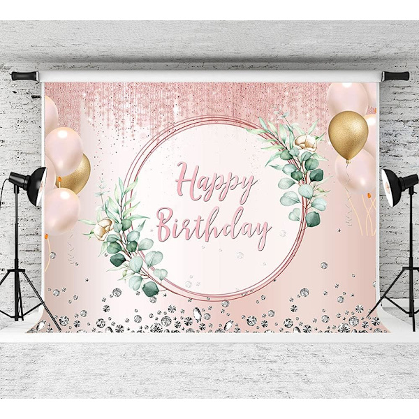 Rose Gold Glitter Syntymäpäivä Taustat Tytöille Ilmapallo Kukat Hyvää Syntymäpäivää Juhla Vaaleanpunainen Valokuvaustausta 5x3ft Lapset Syntymäpäivä Vauva Banneri