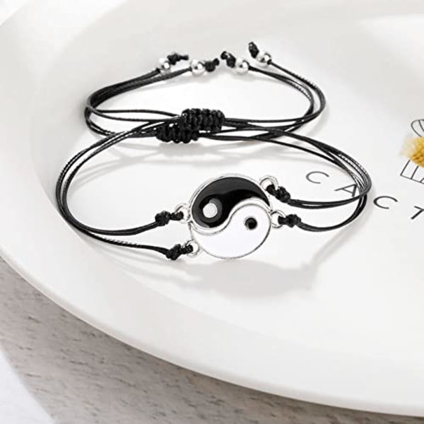 Bestevenn armbånd Par armbånd for 2 matchende Yin Yang Hans og hennes elsker armbånd Smykker for Bff vennskap forhold(Yin Yang-Stil 1)