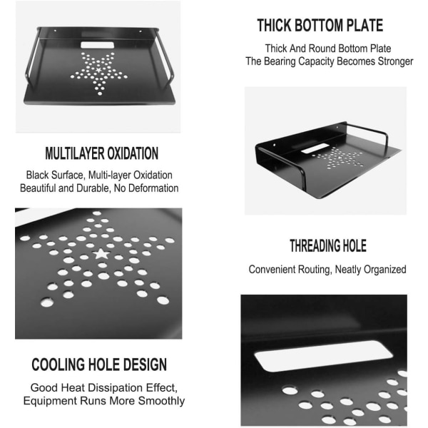 Flydende hylde til tv-komponenter, projektorhylde router vægmonteret metalhyldebeslag (enkelt, 11,2\"x8\")