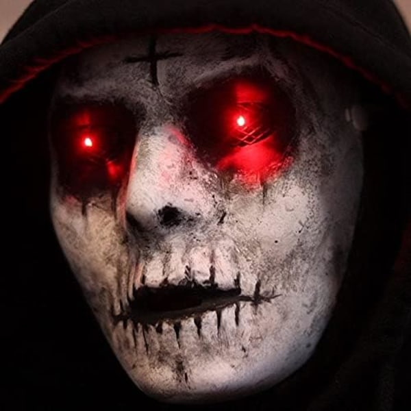 Demon Killer Mask Röd LED-upplysta ögon Cosplay Skrämmande skrämmande Halloween Skräckmask Maskeraddräktfest