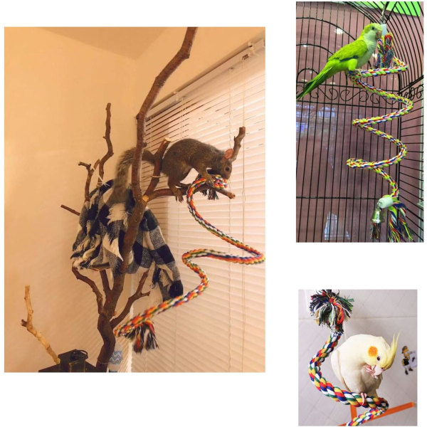 Fågelpinne Stativ Fågelrep Pinne Fågel Leksaker 3 st för Parakiter Nymfkakaduor, Conures, Aror, Kärleksfåglar, Finkar