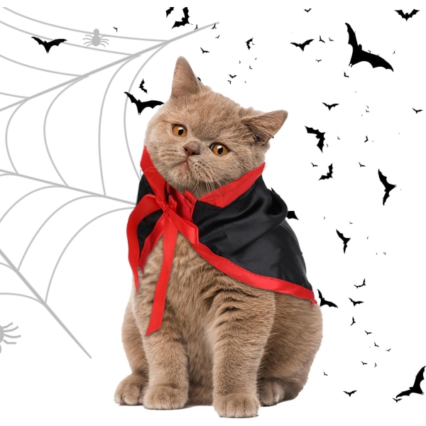 Halloween kattdräkt, justerbar vampyrkappkappa med bowlerhatt Halloween kattduksdekoration, kattunge Halloween cosplay kostymer Tillbehör