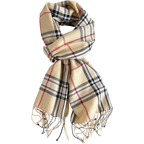 Kvinners skjerf klassisk dusk rutete supermyk klassisk kasjmirfølelse høst vinterskjerf tartan varm chunky wrap sjal