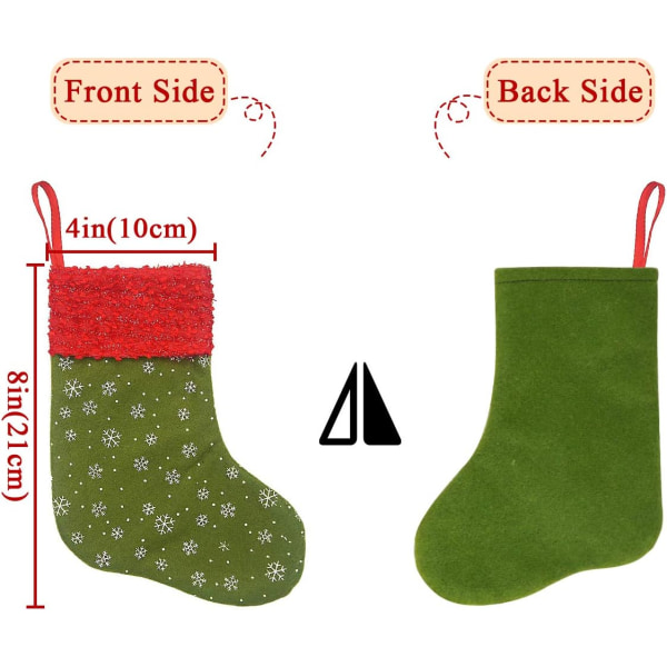 Heyone Julstrumpor Mini, 24 st 9 tum Filtsstrumpor med Snöflinga Tryck, Presentkort Bestickhållare, Bulk Godis för Grannar Kollegor Barn