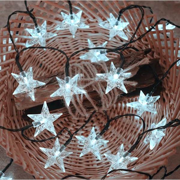 Sun Star ljusslinga, solcellslampor för utomhusbruk, solcellslampor för utomhusbruk, vattentät (6 m 30 LED, vit)