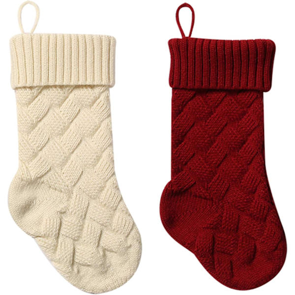 Heyone Cable Knit Joulupukki Sukat 14 Tuumaa Suuri Koko Klassinen Koristelahja 2 Kpl