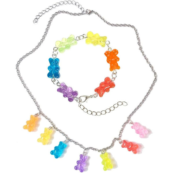 Heyone 7 Väriä Söpö Gummy Karhu Kaulakoru Värikäs Hartsi Karhu Riippuva Kaulakoru Naisille Tytöille