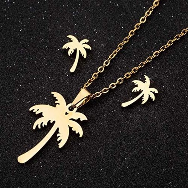 Heyone Rustfritt Stål Tiny Beach Palm Tree Stud Øredobber Sommerferie Smykker