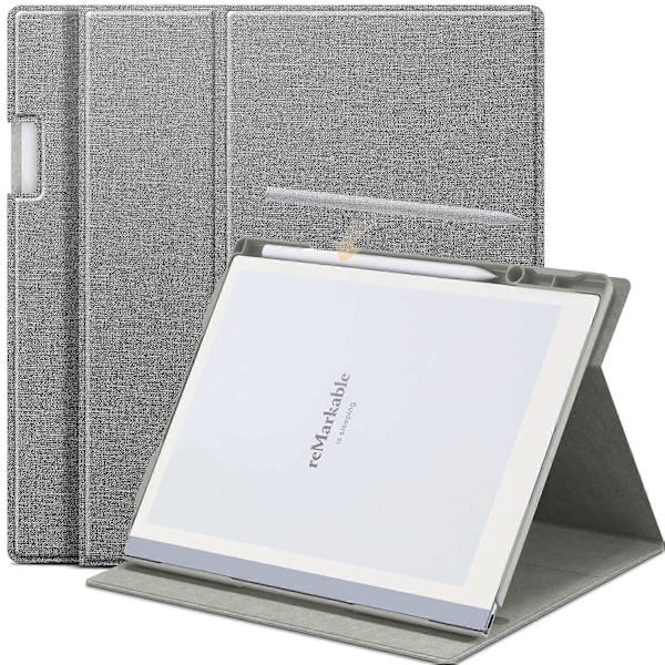 For ReMarkable 2 Etui Roterende Stand PC PU Læder E-Reader Cover med Pen Holder - Multicolor Grey