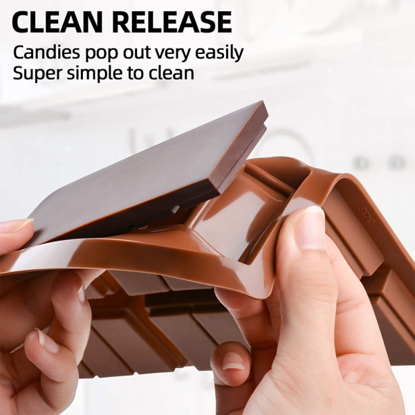 2-pack silikonformar för choklad, rektangulära vaxsmältformar, energibarformar i silikon för chokladkakor