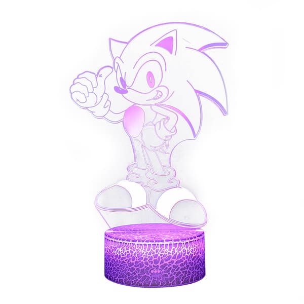 3D Nattlampe Sonic Fargerik Touch LED Skrivebordslampe Sengehode Dekor Atmosfærelys