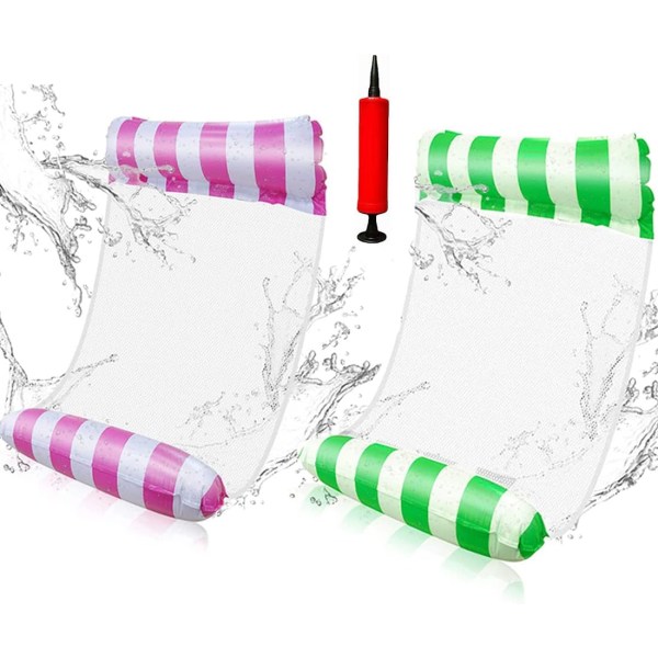 Svømmehængekøje-1 stk stribe-rosa rød (send pumpe) 1 stk stribe-grøn (send pumpe)