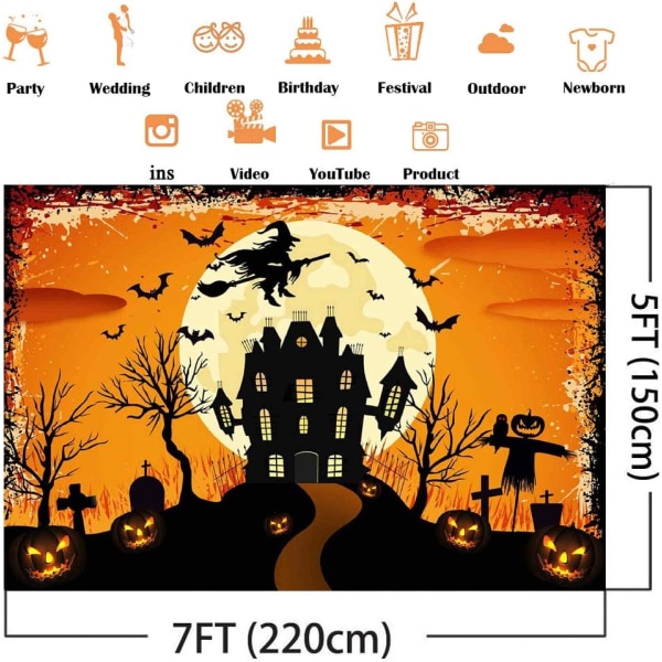 Halloween Baggrund Rædselsfuld Nat Kirkegård Hallowmas Aften Fest Dekorationer Børn Glad Halloween Kjole (7x5ft)