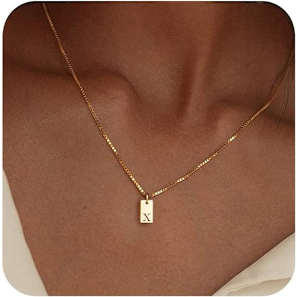 Initial Halskæder til Kvinder 14K Guldbelagt Bogstav Halskæde Dainty Guld Navn Halskæde Personlig Initial Tag Vedhæng Halskæde