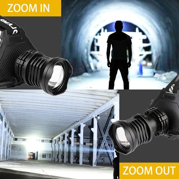 20000 Lumen Genopladelig Pandelampe, P70 LED Super Lys Pandelampe, 5 Tilstande USB Genopladelig Vandtæt Lommelygte Pandelampe