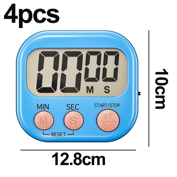 4-delt multifunksjonell elektronisk timer, læringsstyringstimer, egnet for kjøkken, studie, arbeid