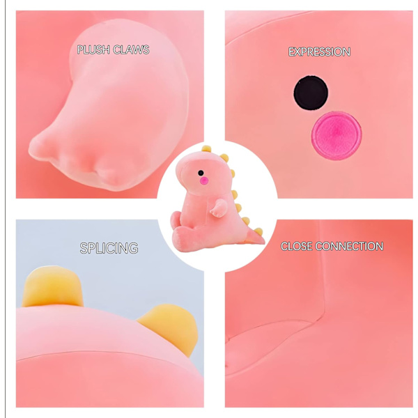 Sødt Dinosaur Plys Legetøj, Fed Dinosaur Bløde Plysdyr Legetøj Dukker, Dino Plys Dukke Søde Fødselsdagsgaver til Børn Piger Drenge (Pink, 8in)