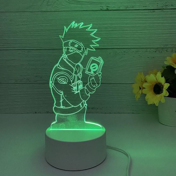 Anime 3D Night Light för Anime Fans-16 färger ändras med fjärrkontroll Anime Manga Figur Toy Illusion LED-lampa (30-svart bas)