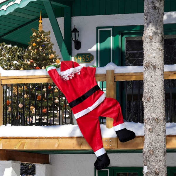 Heyone 42 Inch Christmas Hanging Santa Claus Suit Outdoor Climbing Hanging Santa Claus for Christmas Decoration Xmas