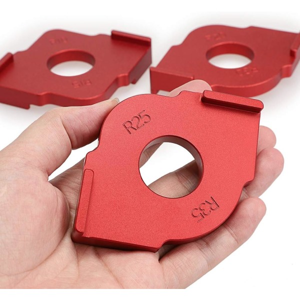 Sæt med 3 Radius Jig Router Skabeloner, Aluminiumlegering Routing Afrundede Hjørner Router Bit Skabeloner til Træbearbejdning Routing, R10 R15 R20 R25 R30 R35