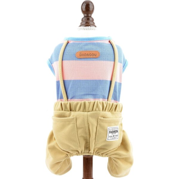 Husdjur bredrandig skjortoverall kläder jumpsuit för små hundar katter pojke flicka valp tröja väst med byxor söt Yorkie Chihuahua kläder