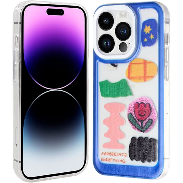 iPhone 14 Pro Max -kotelo, Kirkas, Ei Kellastu, Puhelin Kotelo iPhone 14 Pro Max 2022 (6,7 Tuumaa), Sininen Laastari