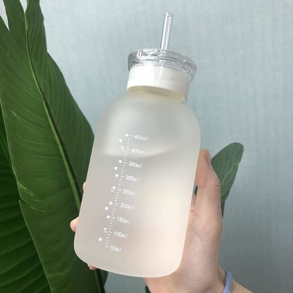 480 ml melkejuice søt vannflaske med vekt 2 lokk Little daisy Matt bærbar gjennomsiktig vannkopp glassflasker (gjennomsiktig 6 blomster)