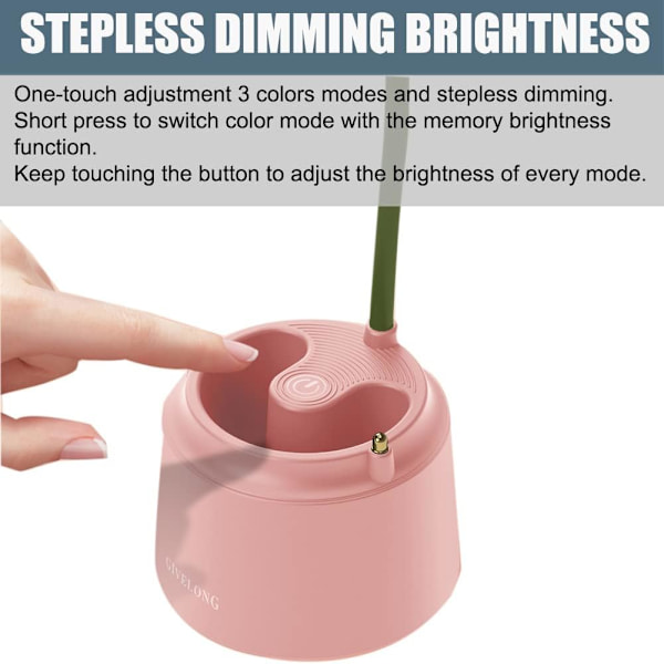 Søt LED-skrivebordslampe Kawaii-skrivebordstilbehør, Blomst Fugl Bordlampe USB Oppladbar, 3 Fargemoduser, Trinnløs Dempe (Blå)