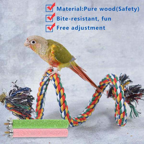 Fågelpinne Stativ Fågelrep Pinne Fågel Leksaker 3 st för Parakiter Nymfkakaduor, Conures, Aror, Kärleksfåglar, Finkar