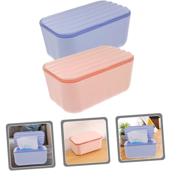 2 stk. Æske Pp Desktop Tissue Box Desktop Vægmonteret Dobbelt Formål Vådservietter Box Med Låg Rejse Vådservietter Box Firkant Tissue Box Plastikbeholder