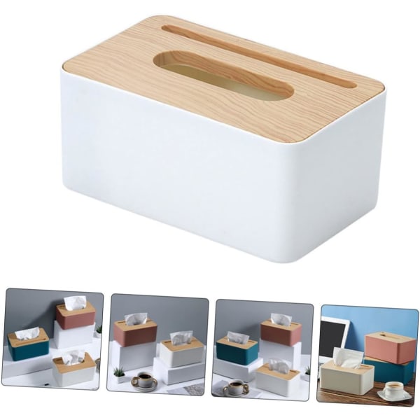 Tissue Box Auton pehmopaperipidike pöytä Pehmopaperipidike kotitalouden pehmopaperirasia Set Kasvopaperikuutio Pehmopaperirasia puisella kannella Lautasliinapidikkeen säilytyslaatikko