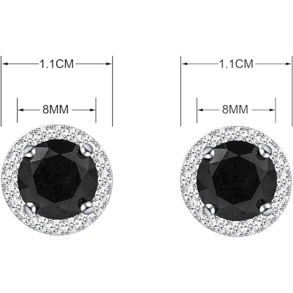 8MM fyrkantiga kristall Zirconia kristall Clip On-örhängen, runda örhängen utan hål för kvinnor, flickor