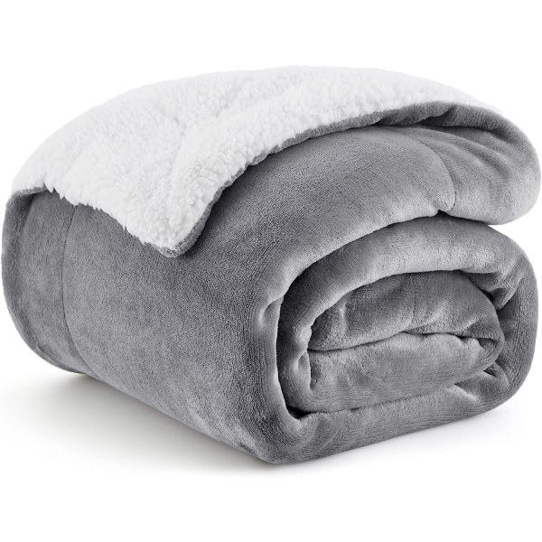 Lammullsmysfilt Vändbar sängfilt av fleece Mikrofiber lyxig fluffig filt för hela säsongen för säng eller soffa