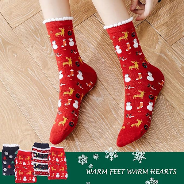 Julstrumpor Unisex Vinter Varma Roliga Semester Vuxna Nyhet Bomull Sock Festival Casual Strumpor för Kvinnor Flickor Damer