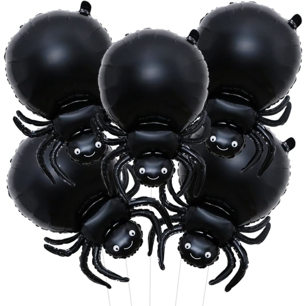 Spindelballonger Djurballonger Svarta spindelfolieballonger för festtillbehör med spindeltema Dekorationer Halloween festdekorationer-5 st