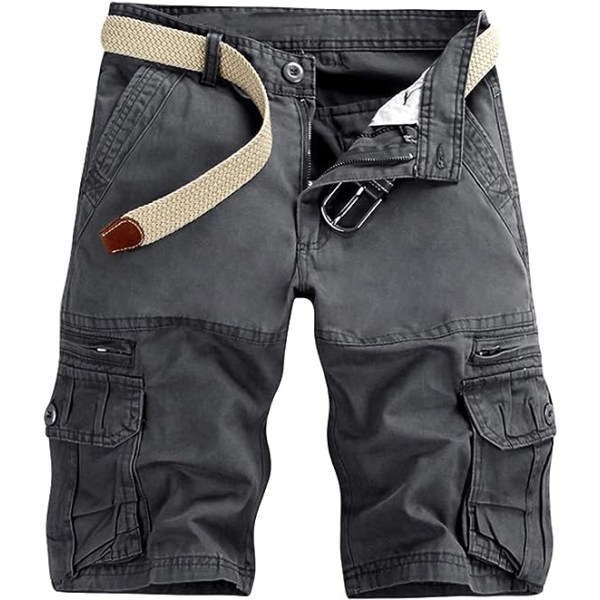 Miesten cargo-shortsit Kevyet, multi casual lyhyet housut, joissa ei ole vyötä