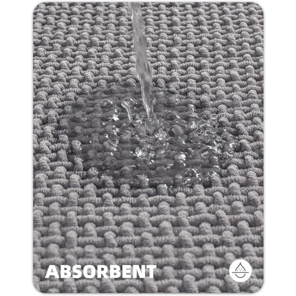 16\"x24\" Chenille Badrumsmattor - Färg G Tunna Badrumsmattor Passar Under Dörr - Absorberande, Platt, Halkfri, Mjuk, Maskintvättbar