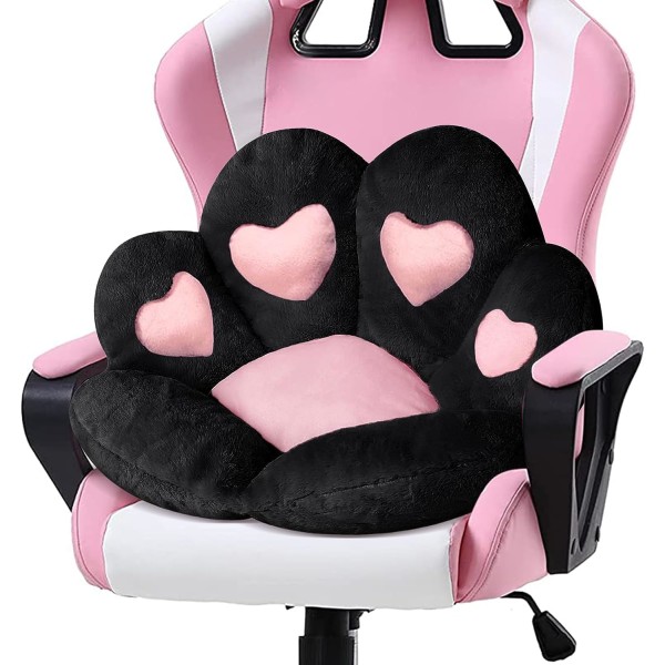 Cat's Paw Cushion Kawaii Chair Cushion 69,8 x 59,9 cm Söt hjärta Sittdyna Bekväm Lazy Boy Soffa Kontor för Gaming Stol Dekoration Svart