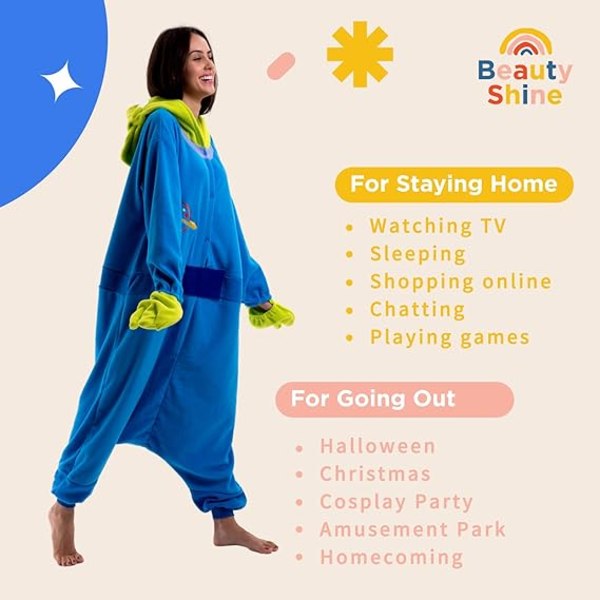 Unisex-aikuisen sarjakuva-asu Halloween joulu yöasu haalari Onesies pehmo cosplay pyjama  Aliens S