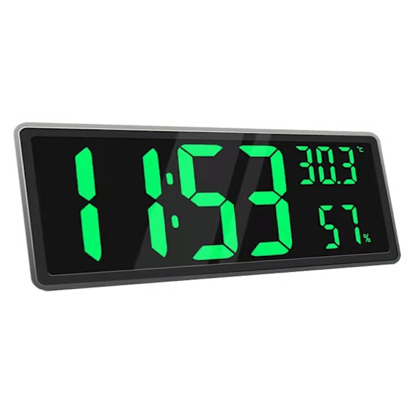 Stor digital väggklocka med digital display grön