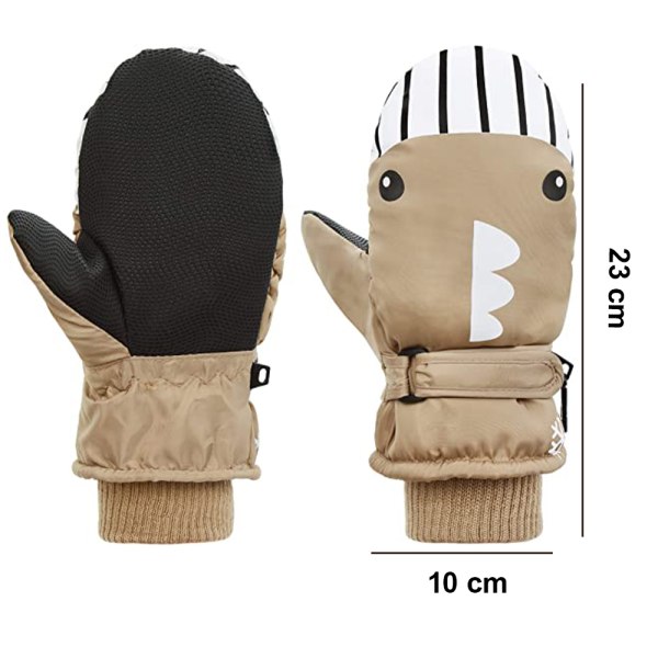 1 par barnvantar vinterhandskar småbarnsvantar för skidåkning pojkar snö flickor vattentäta varma fleece-khaki