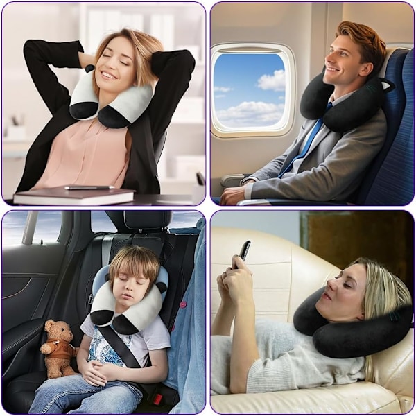 Nackkudde, Memory Foam Barnresekudde För Barn Och Vuxna Stödjer Huvudet Mjukt U-format Huvudskydd För Flygplan Camping Bil Sömn B