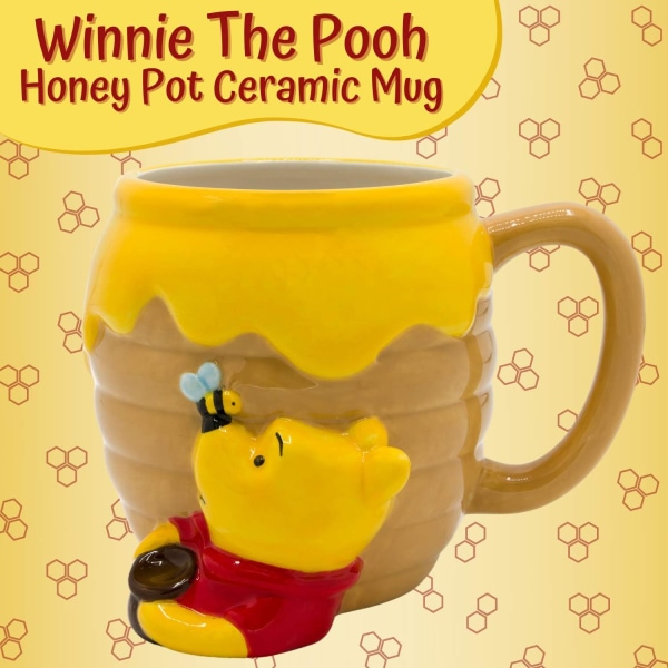 Winnie the Pooh Honning "Hunny" Pot Keramisk 3D skulpturert kaffekrus, 23 unser