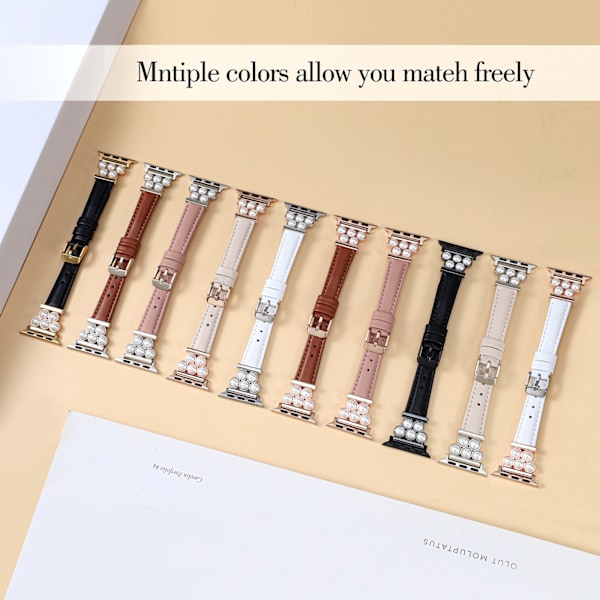 Passar Apple watchS10-1 generation klockarmband mikrofiberläder liten midja pärlmodeband Brown 38mm/40mm/41mm/42（series10）